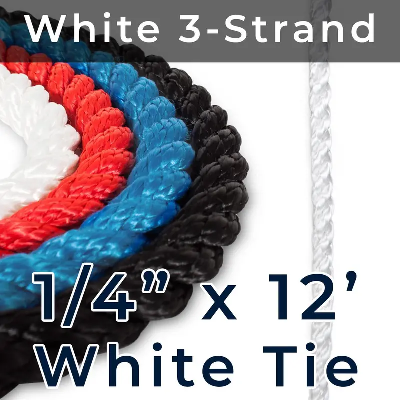 1/4-Inch White 3-Strand Nylon Rope – 12 Feet (Twist-Tie Style) 1