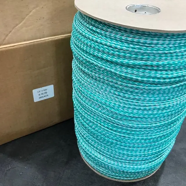 1/8 Inch Hollow Braid Polypropylene Rope – 5000-Foot Green & White Spool 1