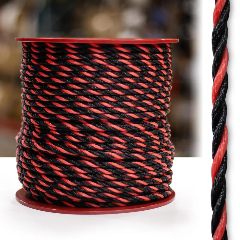 5/16" Red & Black 3-Strand Polypropylene Rope – 600' Spool 1