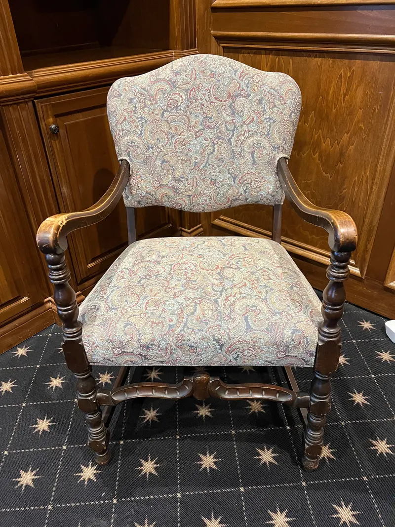 Antique Walnut Armchair With Turned Spindle Back 1