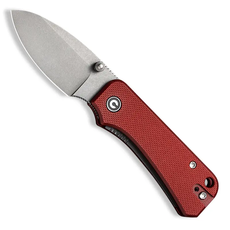 Baby Banter Folding Knife – Burgundy G10 Handle With Gray Stonewash Nitro V Blade 1