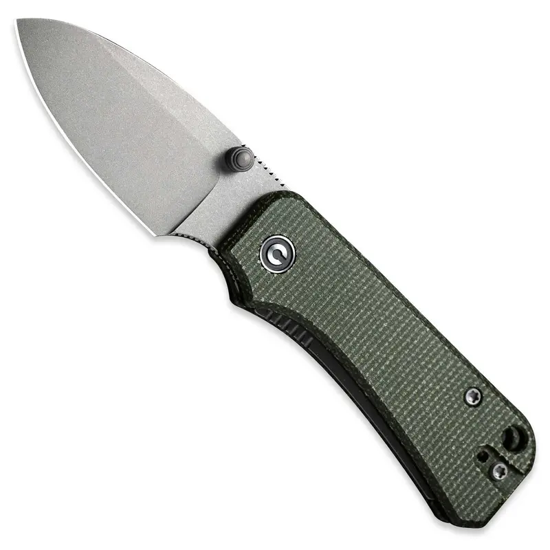 Baby Banter Folding Knife – Green Micarta Scales With Gray Stonewash Nitro-V Blade 1