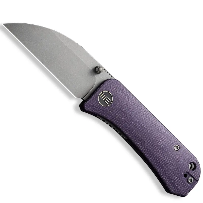 Banter Wharncliffe Pocket Knife – Purple Micarta Scales & Gray Stonewash S35Vn Blade 1