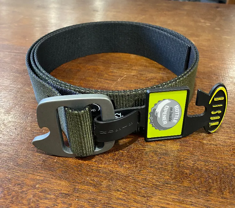 Bison 38Mm Tap Cap Belt – Black & Dark Olive Dual-Tone Style 1