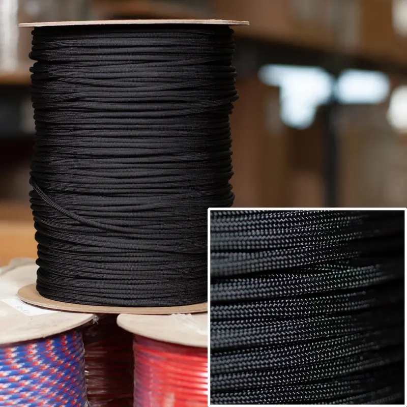 Black 550 Paracord – Standard 7-Strand Survival Rope