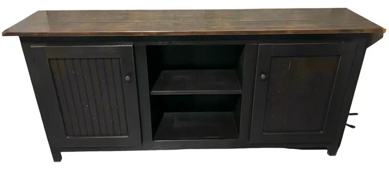 Black Rustic Tv Stand – Green Oaks Farmhouse Media Console 1