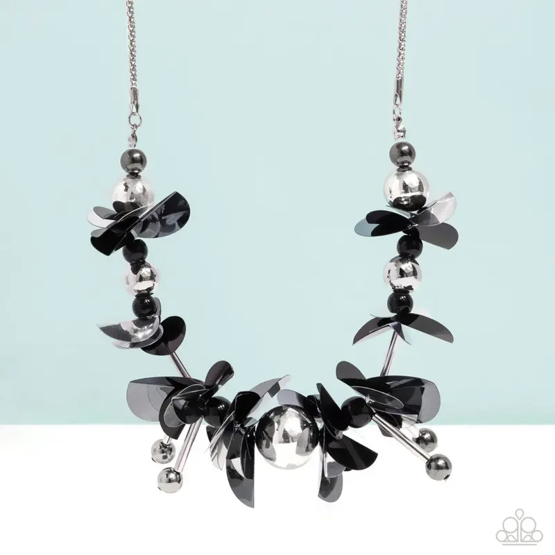 Black Streamlined Sequin Earrings 1