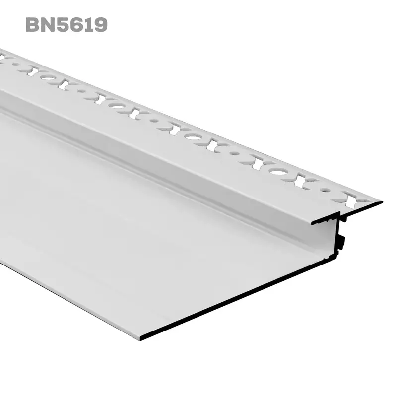 Bn5619 Plaster-In Architectural Led Channel – 8Ft Baseboard Style, 3.97" X 0.79", Recessed Wall-Mount Aluminum Profile 1