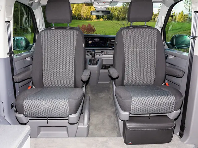 Brandrup 'Quadratic' Titan Black Driver & Passenger Seat Covers For Vw T6.1 California 1