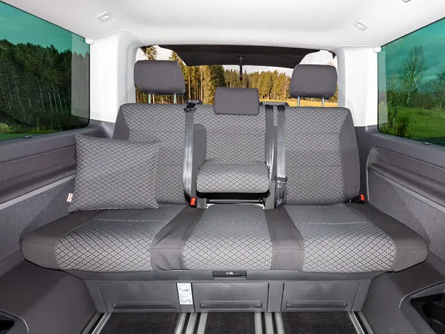 Brandrup 'Quadratic' Titan Black Rear Bench Seat Covers For Vw T6.1 California 1