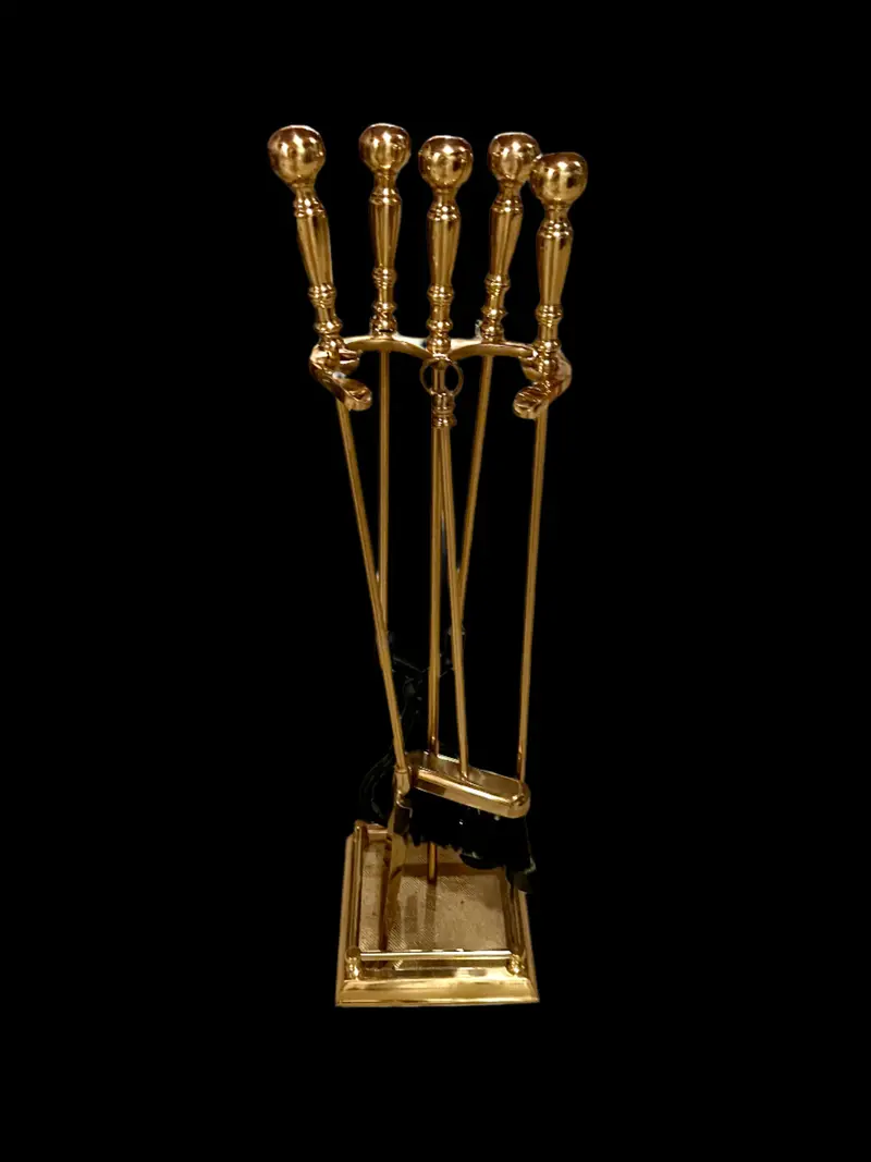 Brass Fireplace Tool Set – 5-Piece (2 Sets Available) 1