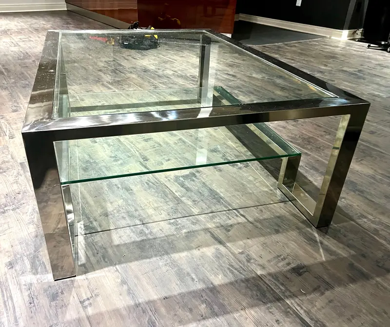 Chrome And Glass Coffee Table By Z Gallerie Duplicity 1