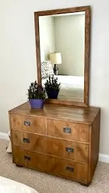 Circa 76 Campaign Dresser With Matching Mirror By Henredon 1