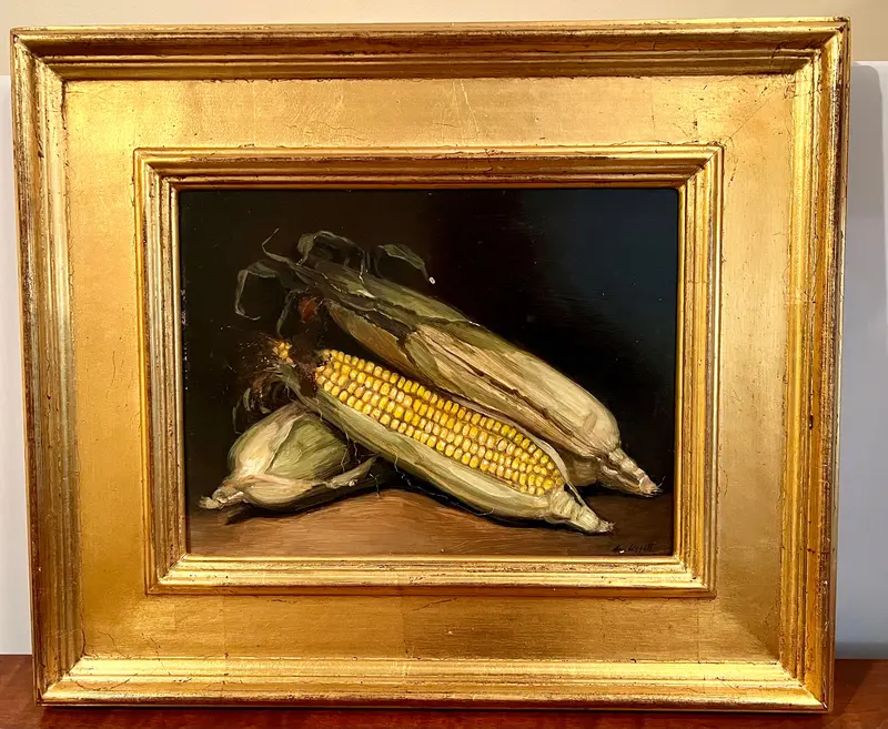 Corn Still Life Painting On Board – Ann Vaughan Leggett Original Art 1