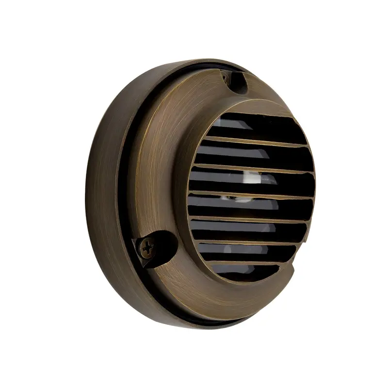 Dl02B G4 Round Deck Light – Solid Brass Grilled Surface Mount, Low-Voltage 12V Outdoor Lighting 1