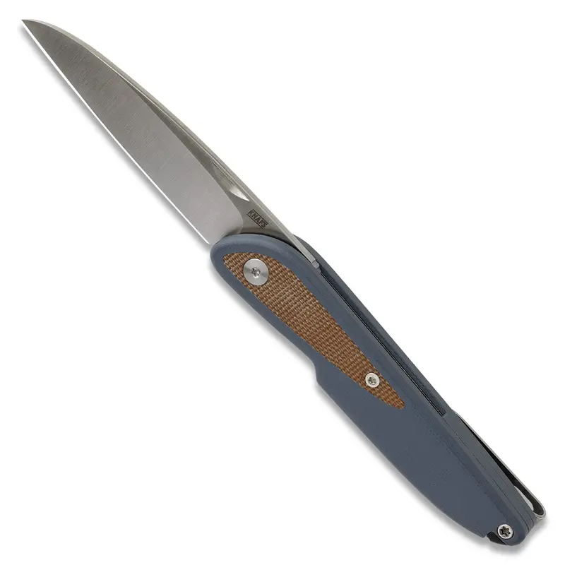 Doodler Folding Knife Featuring Horizon Blue G10 And Brown Micarta Inlays – S35Vn 1