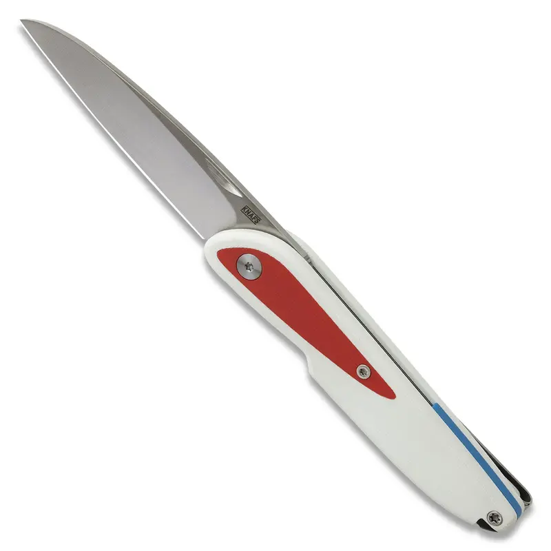 Doodler Folding Knife With White G10 Handles And Red S35Vn Blade 1