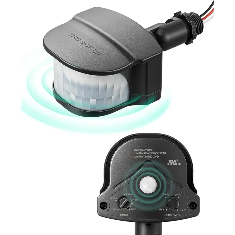 Dual-Angle Pir Motion Sensor – 240° And 360° Detection Modes, 120V Line Voltage, Ip65 Weatherproof, Wireless-Compatible For Outdoor Security Flood Light Activation 1