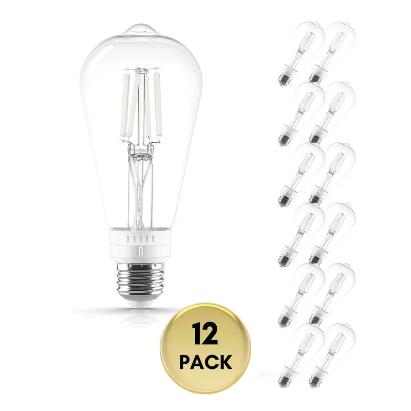 E26 St19 Filament Led Bulbs – 4.5W, 120V Line Voltage, 5-Cct (2700K–5000K), Dimmable, Cri90, Medium Base (12-Pack) 1