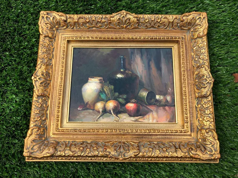 Elegant Gold-Finished Framed Botanical Wall Art Featuring Vegetables 1