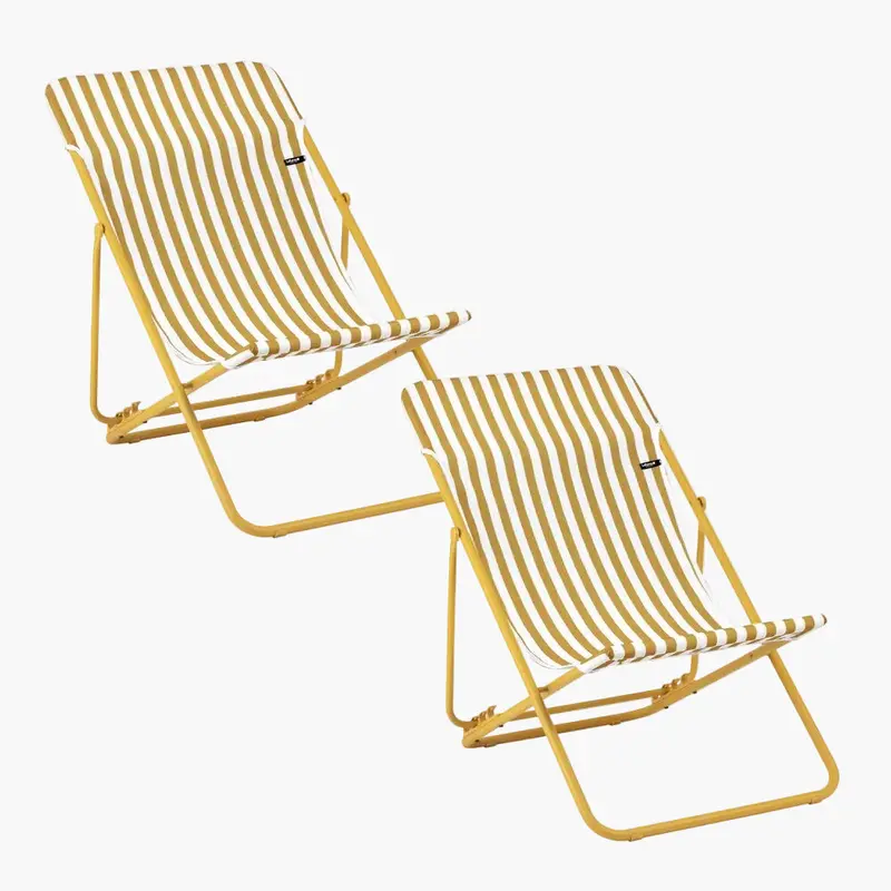 Foldable Twin Deck Chairs – Uv-Resistant Fabric 1