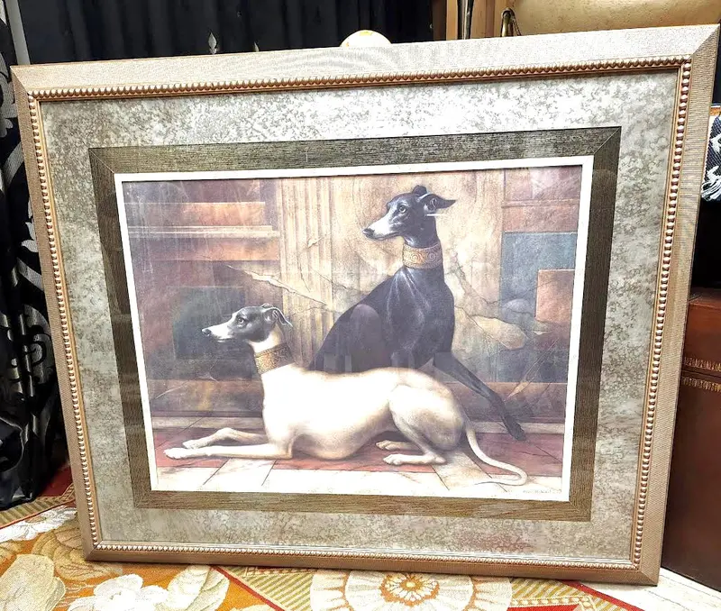 Framed Greyhound Illustration By Elaine Volhubst – Stylish Animal Art Print 1