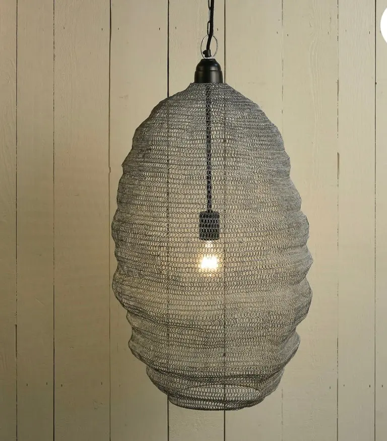 Homart Distressed Gray Looped Wire Pendant Light Pair 1