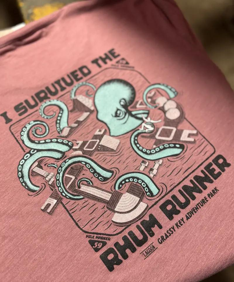 "I Survived The Rhum Runner" Printed Crewneck Tee 1