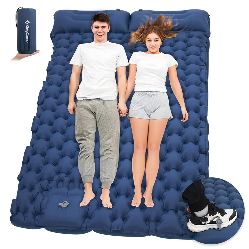 Kingcamp Comfort Duo 9 Double Air Pad – Self-Inflating Mattress With Built-In Foot Pump & Pillow 1