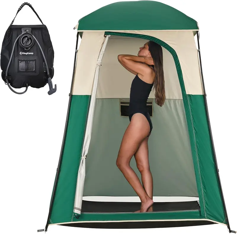 Kingcamp Single-Zone Shower Tent – Includes Solar Shower Kit 1