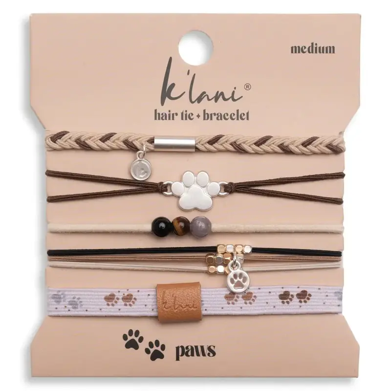 K'Lani Paws Hair Tie And Pet-Themed Bracelet Set 1