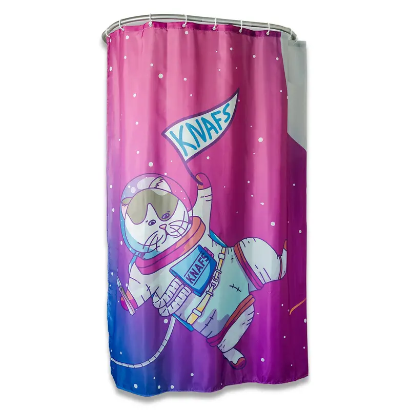 Knafs Gary Space Kitty Themed Shower Curtain 1