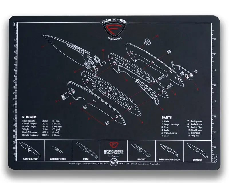 Knafs X Ferrum Forge Stinger Knife Shop Mat – Dual-Use Mouse Pad & Edc Workspace Mat 1