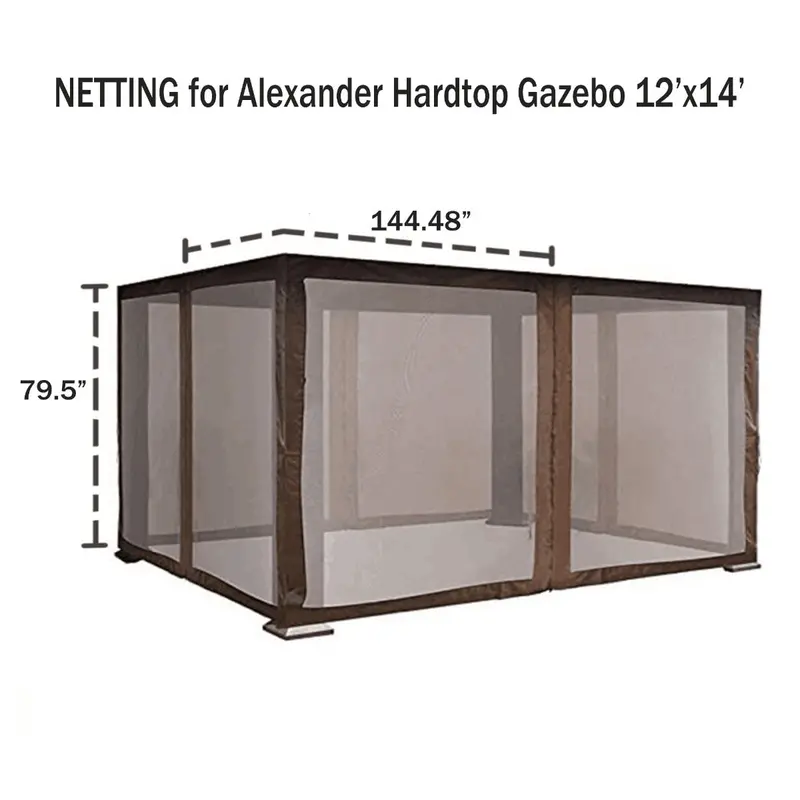 Kozyard Alexander 12' × 14' Gazebo Replacement Net Set – Fine-Mesh Insect Barrier Kit 1