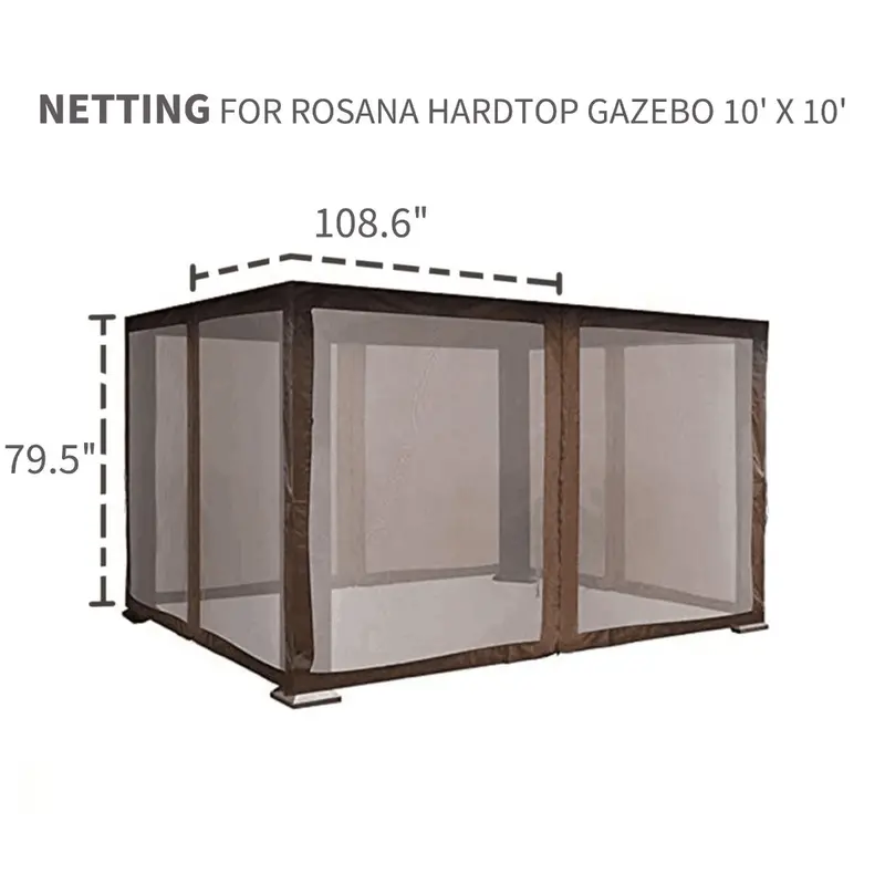 Kozyard Caesar 10' × 10' Gazebo Replacement Net Set – Custom-Fit Mosquito Netting 1