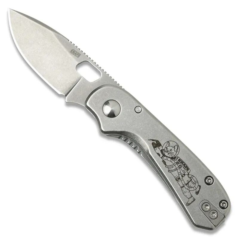 Lander 5 Folding Knife – Space Kitty Edition With Gray Stonewash Finish 1