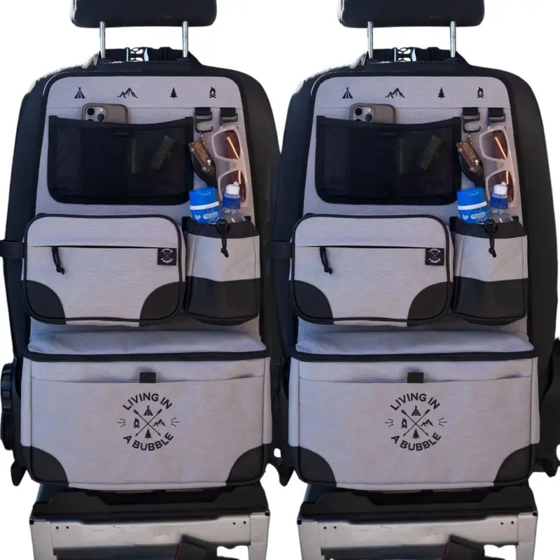 Living In A Bubble Premium Dual Seat Back Storage Kit With Toiletry Bag 1