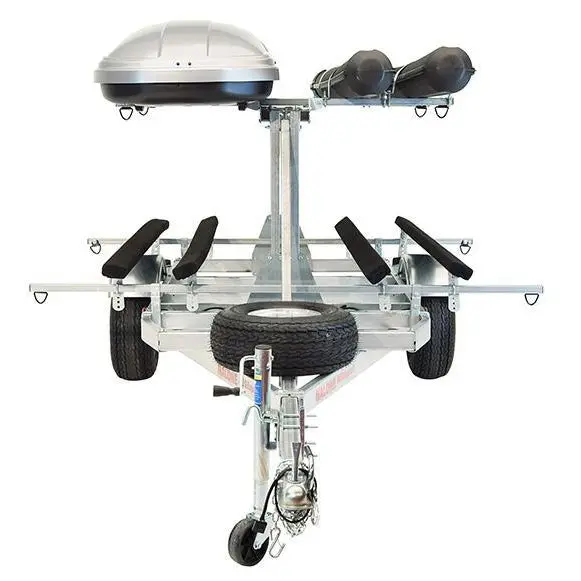 Malone Megasport Lowbed Kayak Trailer – Bunk-Style Carrier Package With Cargo Box & Rod Tubes 1