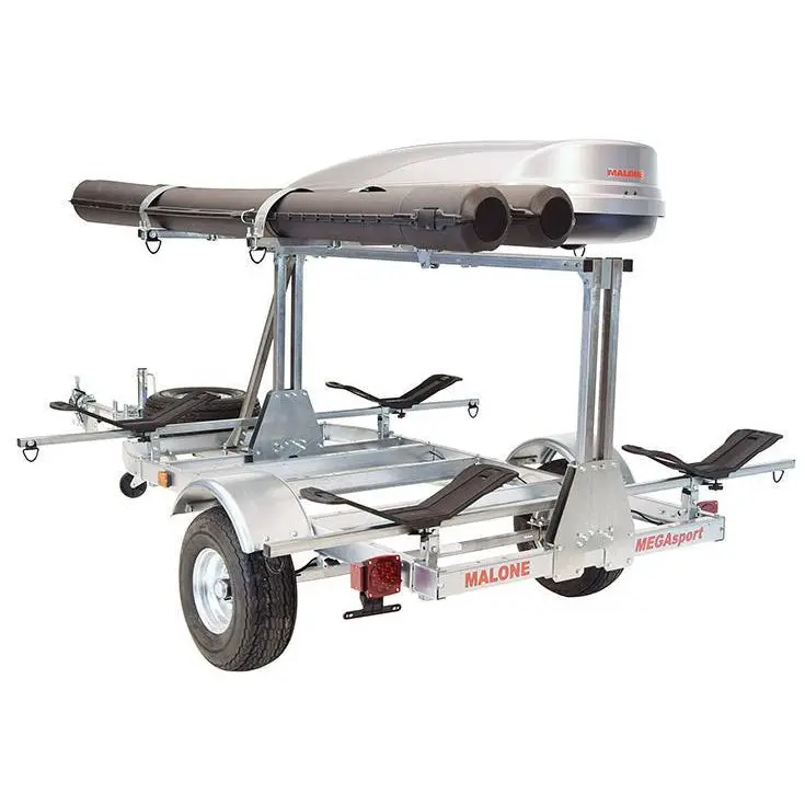 Malone Megasport Lowbed Kayak Trailer – Megawing Carrier Package With Cargo Box & Rod Tubes 1