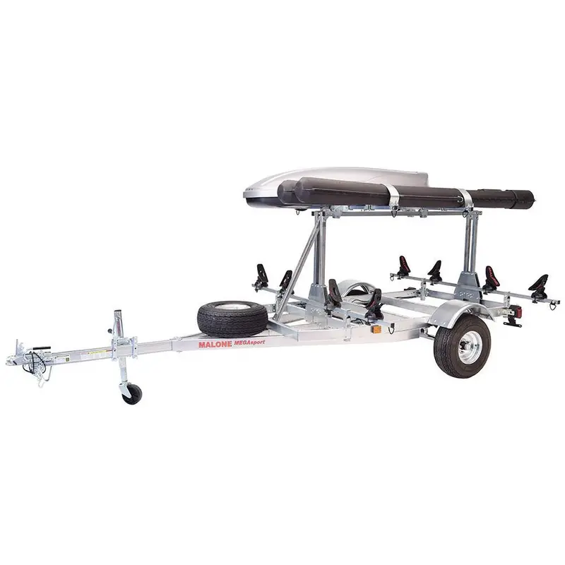 Malone Megasport Lowbed Kayak Trailer – Saddleup Carrier Package With Cargo Box & Rod Tubes 1