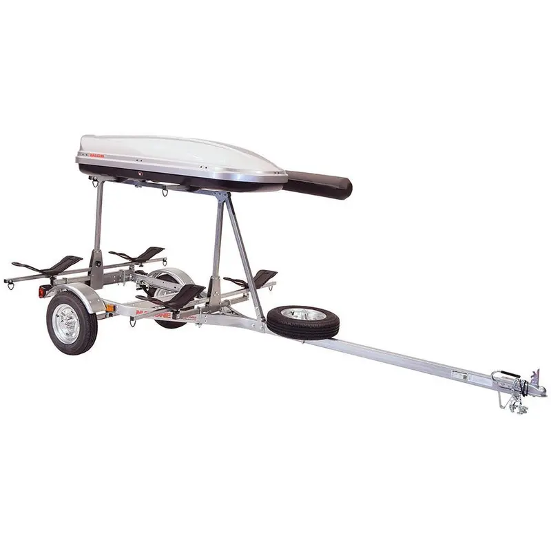 Malone Microsport Lowbed Trailer With Tier Kit, Spare Tire, Dual Megawing Carriers, Cargo Box & Rod Tube 1
