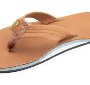 Men’S Tan Leather Flip Flops With Blue Accents – Xxxl 1