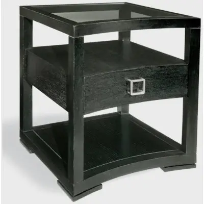 Michael Weiss Skyler End Table – Square Black Metal And Wood Side Table 1