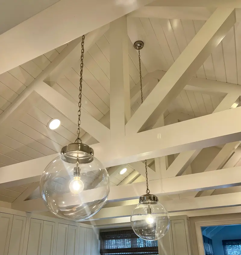 Modern Bulbous Glass & Nickel Pendant Lights – Pair By Reeves Lighting 1