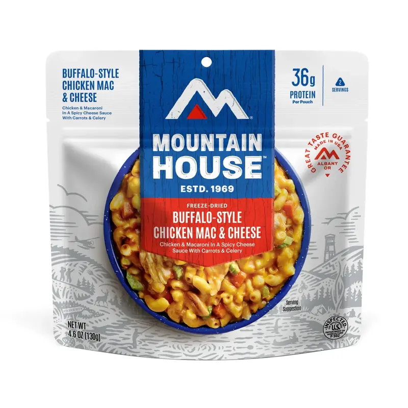 Mountain House Buffalo Chicken Mac & Cheese – Freeze-Dried Meal Pouch 1