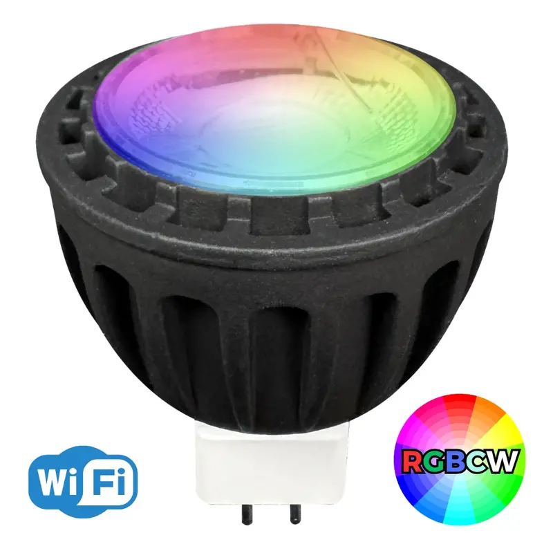 Mr16 Rgbcw Smart Wi-Fi Led Bulb – 6W, 12V Low-Voltage, 40° Beam Angle, Dimmable, Ce/Rohs Certified, Waterproof With Integrated Antenna 1