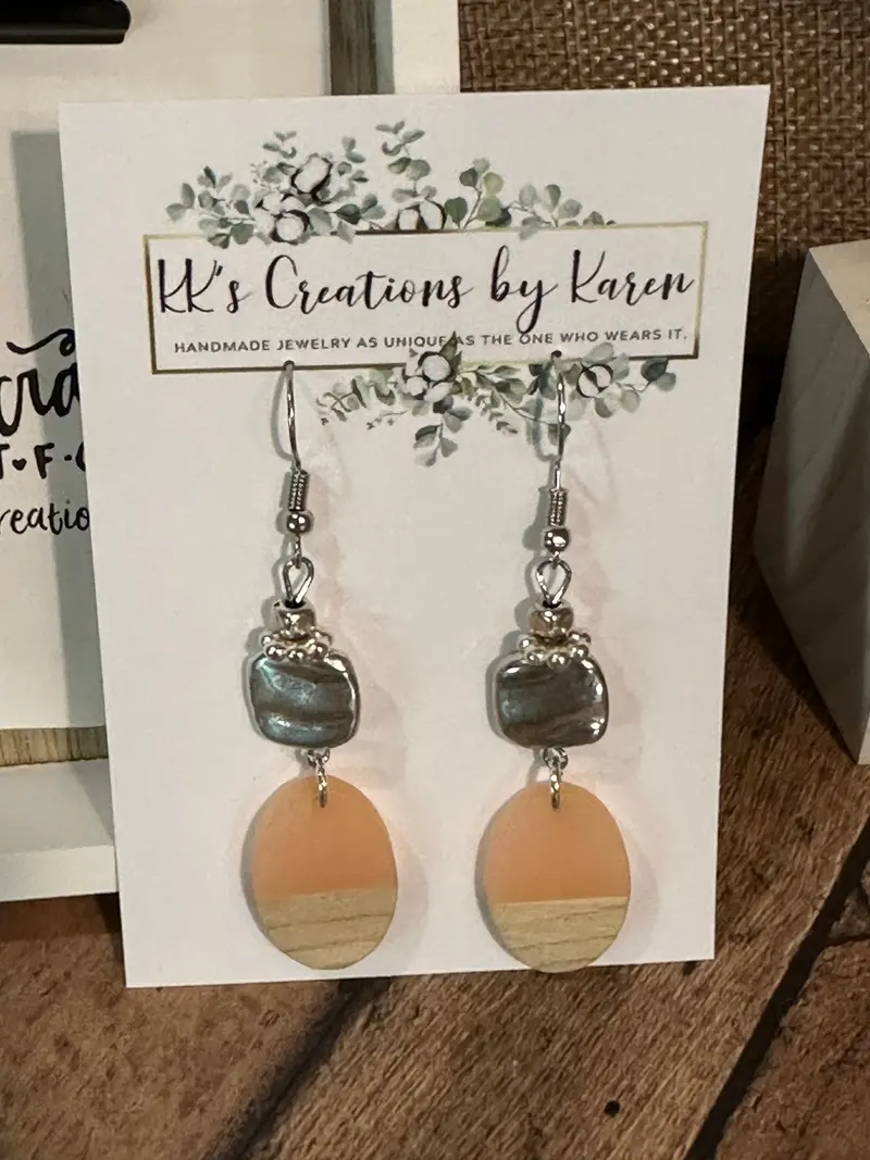 Natural Wood And Resin Dangle Earrings - Lightweight Design 1