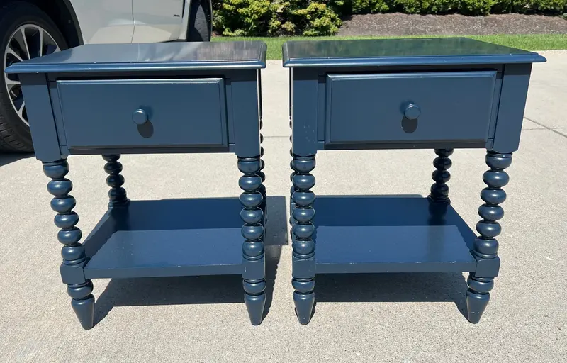 Navy Jenny Lind Nightstands (Pair) – Victorian Revival Bedroom Set 1