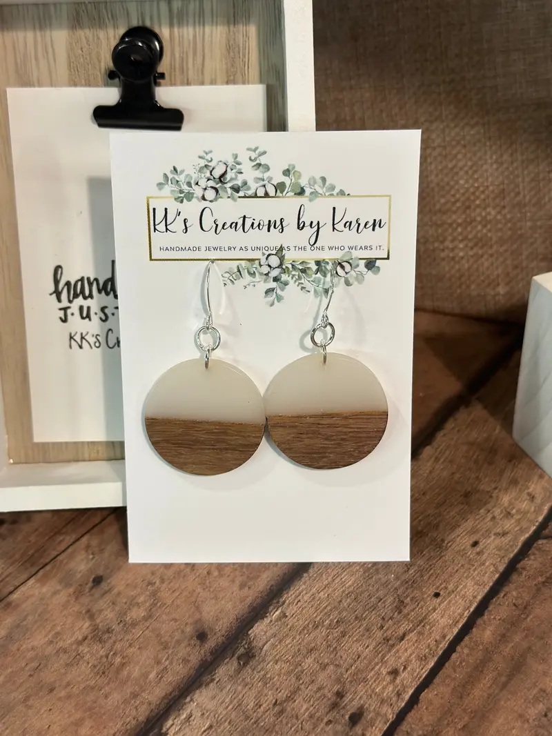 Organic Wood And Resin Hoop Earrings - Hand-Finished 1
