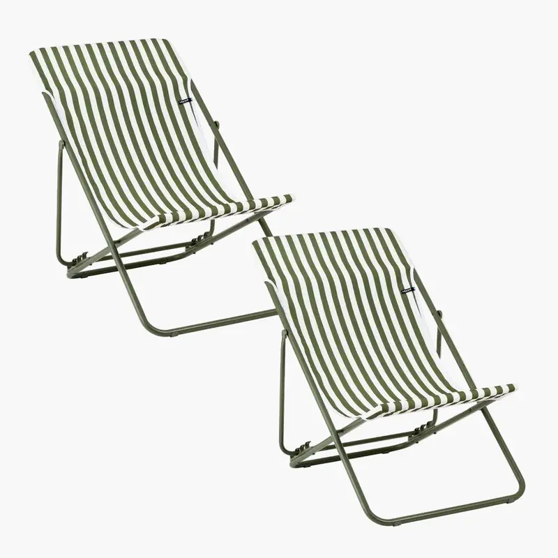 Pair Of Adjustable Deck Chairs For Patio Or Beach 1